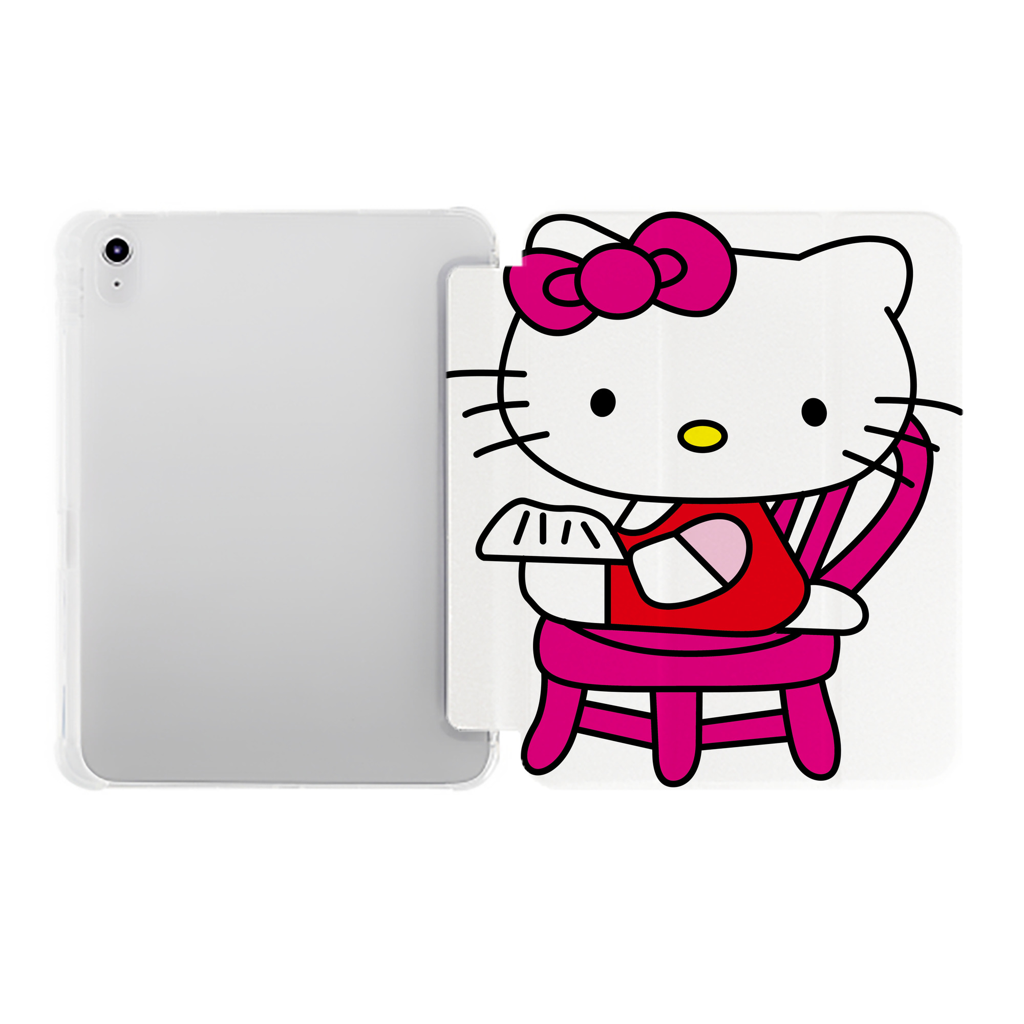 （画像用） Hello Kitty ハローキティ IPad ケース ペン収納付き 三つ折りスタンド PUレザー×シリコン 対応機種9.5/10.5/10.9インチ